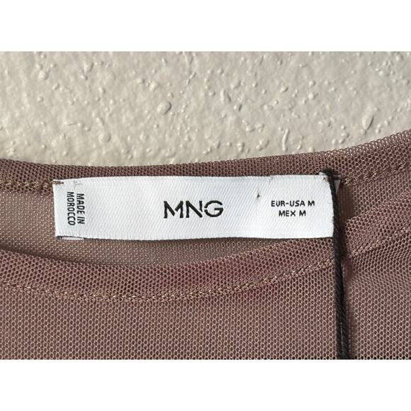 Mango Sheer Mesh T-Shirt – Mauve Brown, Size M, NWT - Picture 2 of 6